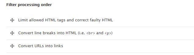 Filter processing order