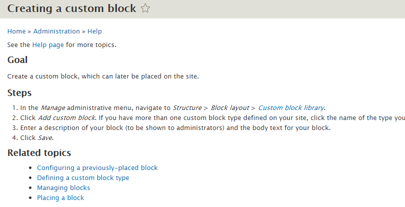 Help topics Creating a custom block