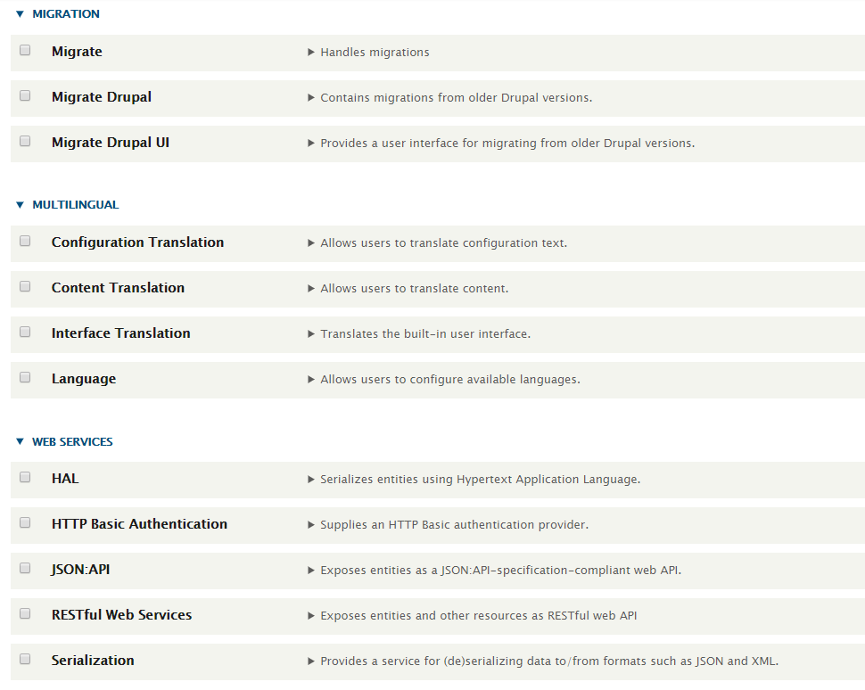 Other module groups