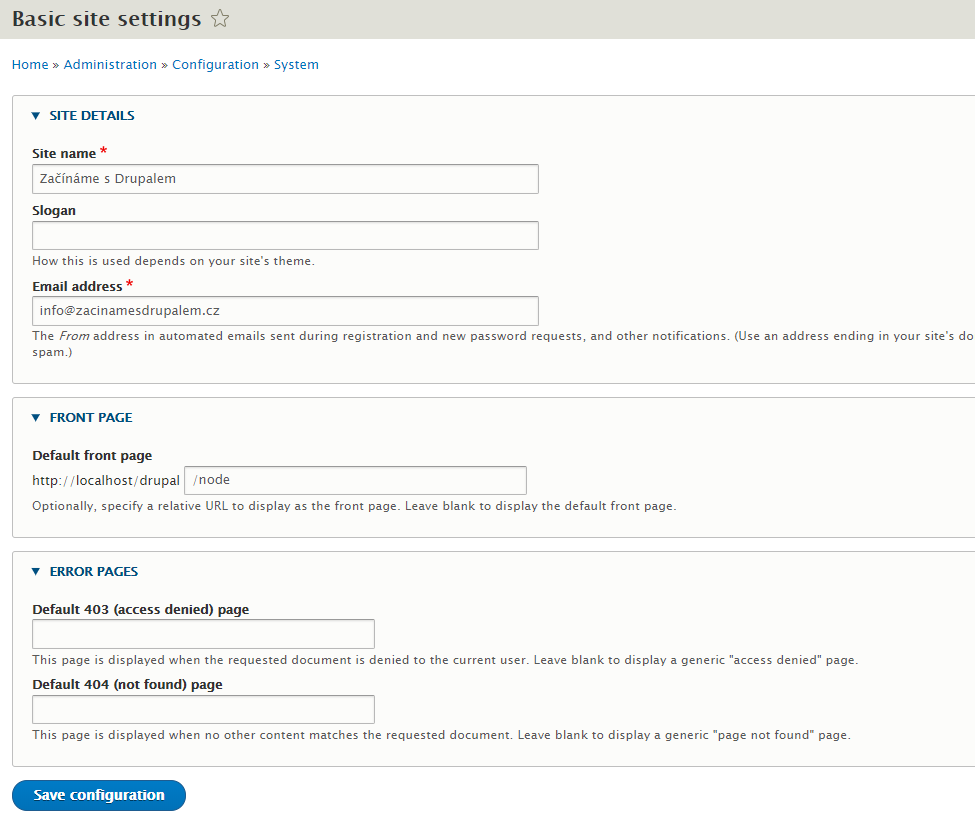 Basic site settings