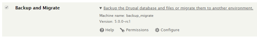 Backup and Migrate extend
