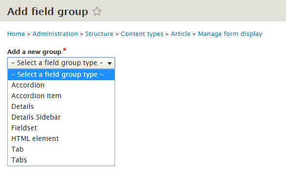 Field Group types