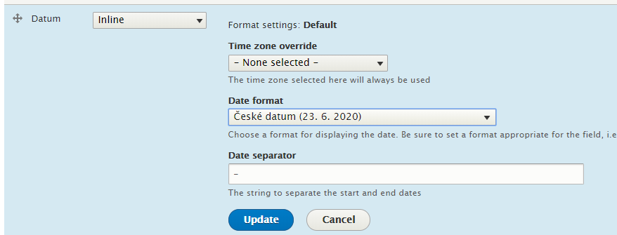 Manage display ceske datum