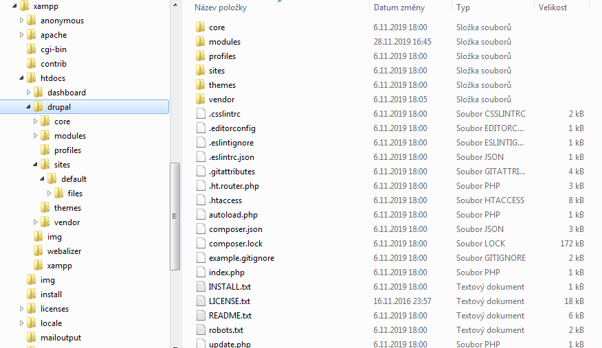 Souborová struktura Drupalu