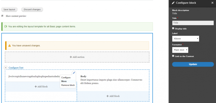 Layout Builder block edit