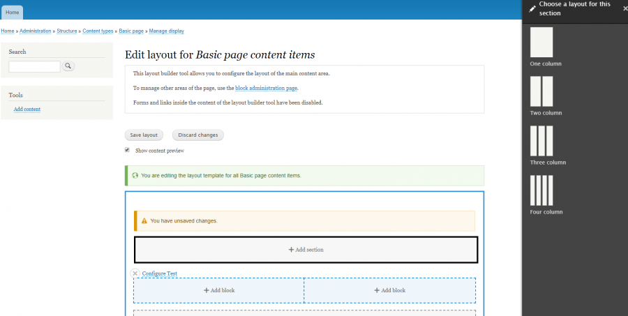 Layout Builder new section