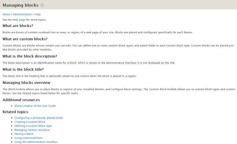Help topics Managing blocks