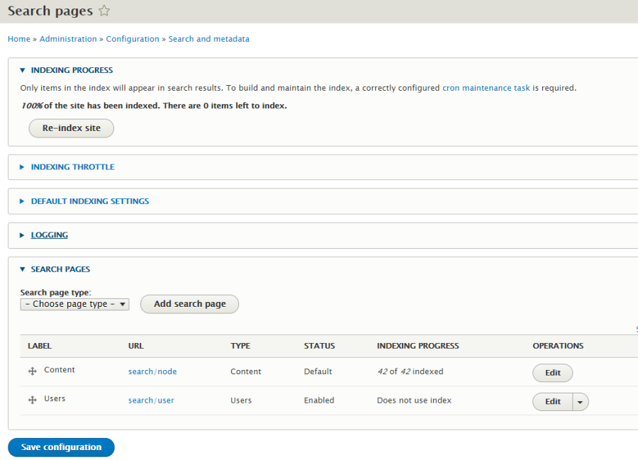 Search pages