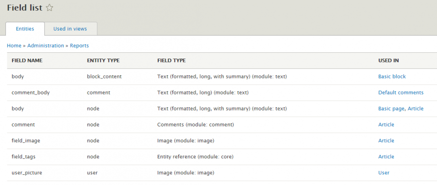 Field list