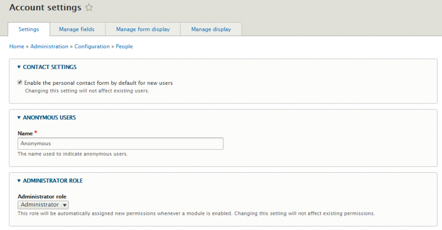 Account settings