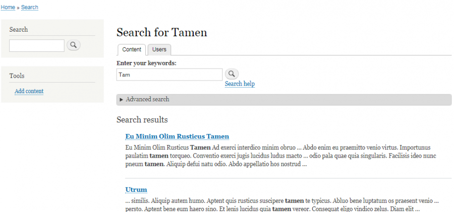 Search content