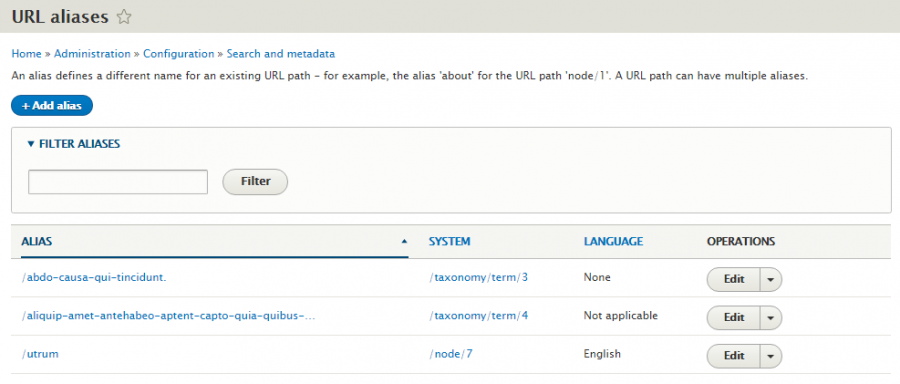 URL aliases