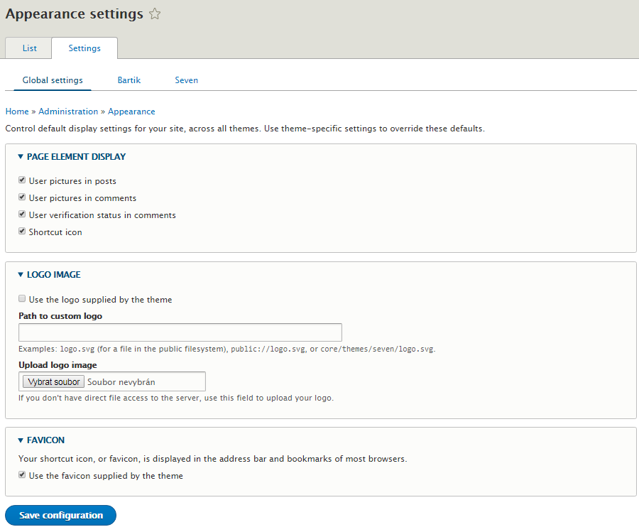 Appearance settings