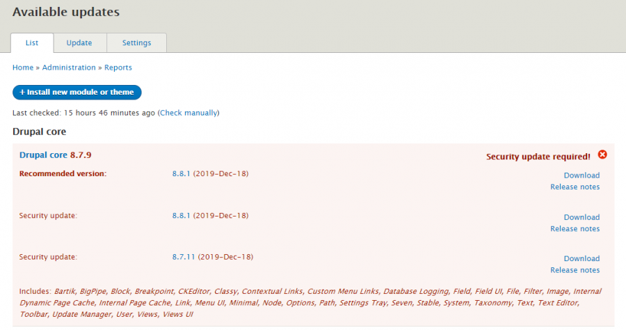 Available updates