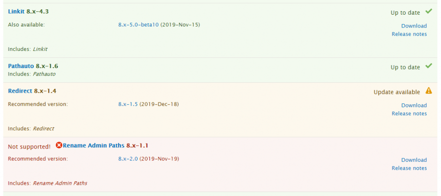 Reports -> Available updates