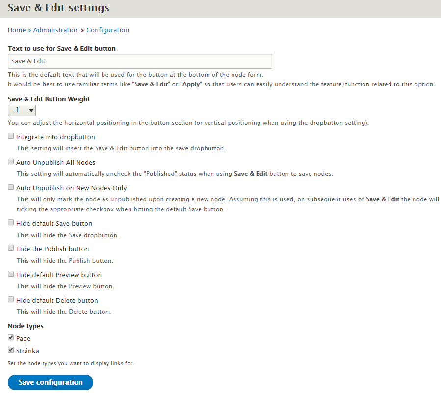 Save & Edit settings