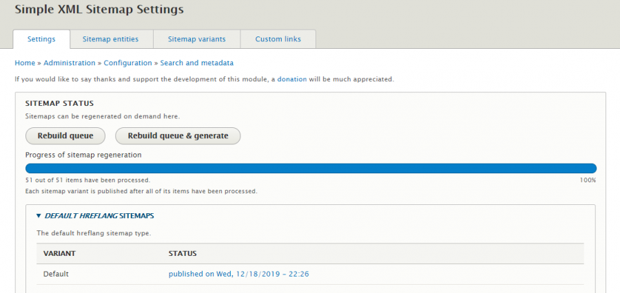 Simple XML Sitemap Settings