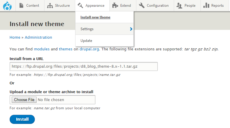 Install new theme