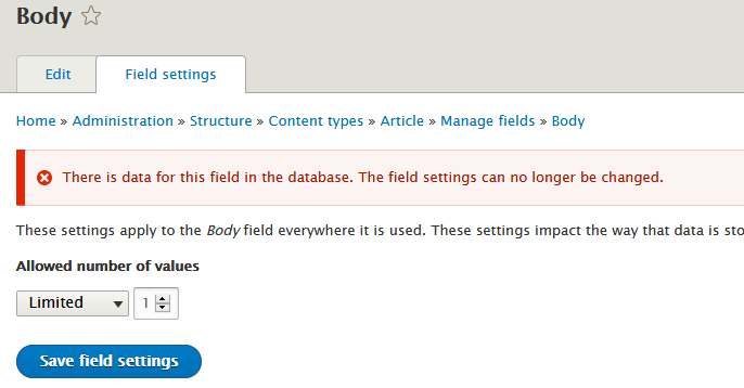 Body field settings